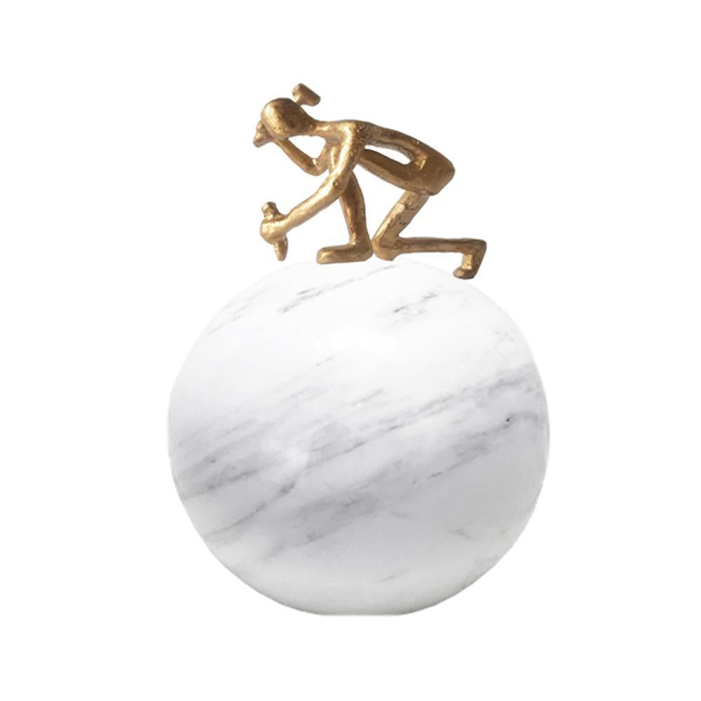 The Carver Iron Sculpture with Marble Sphere FB-W1902