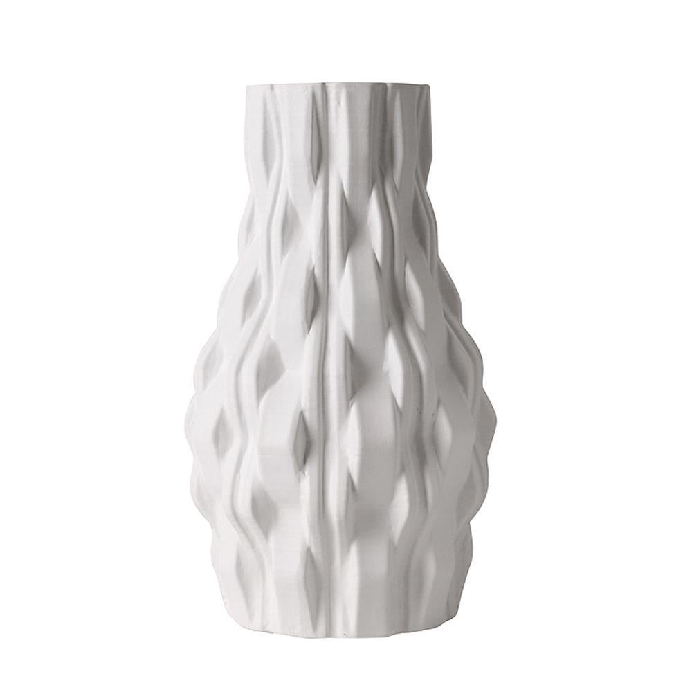 White Ceramic Textured Vase - Large FA-D2078A