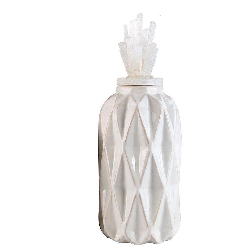 Geometric Ceramic Jar with Decorative Lid - Large FA-D1837A