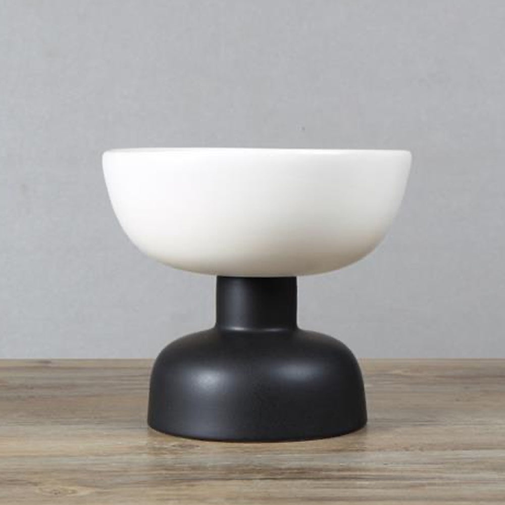 White & Black Ceramic Pedestal Bowl LT642-L