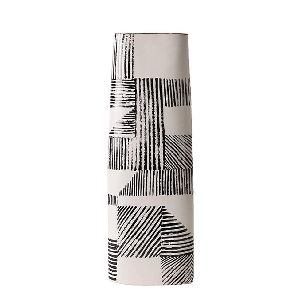 Black & White Painted Vase - A FA-D2070A