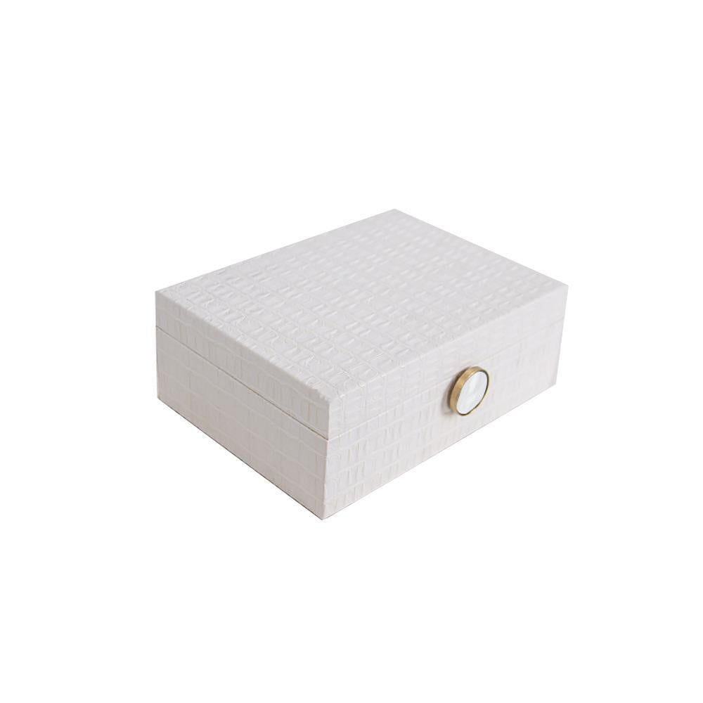 White Leather & Brass Decroative Box Medium FB-PG2014B