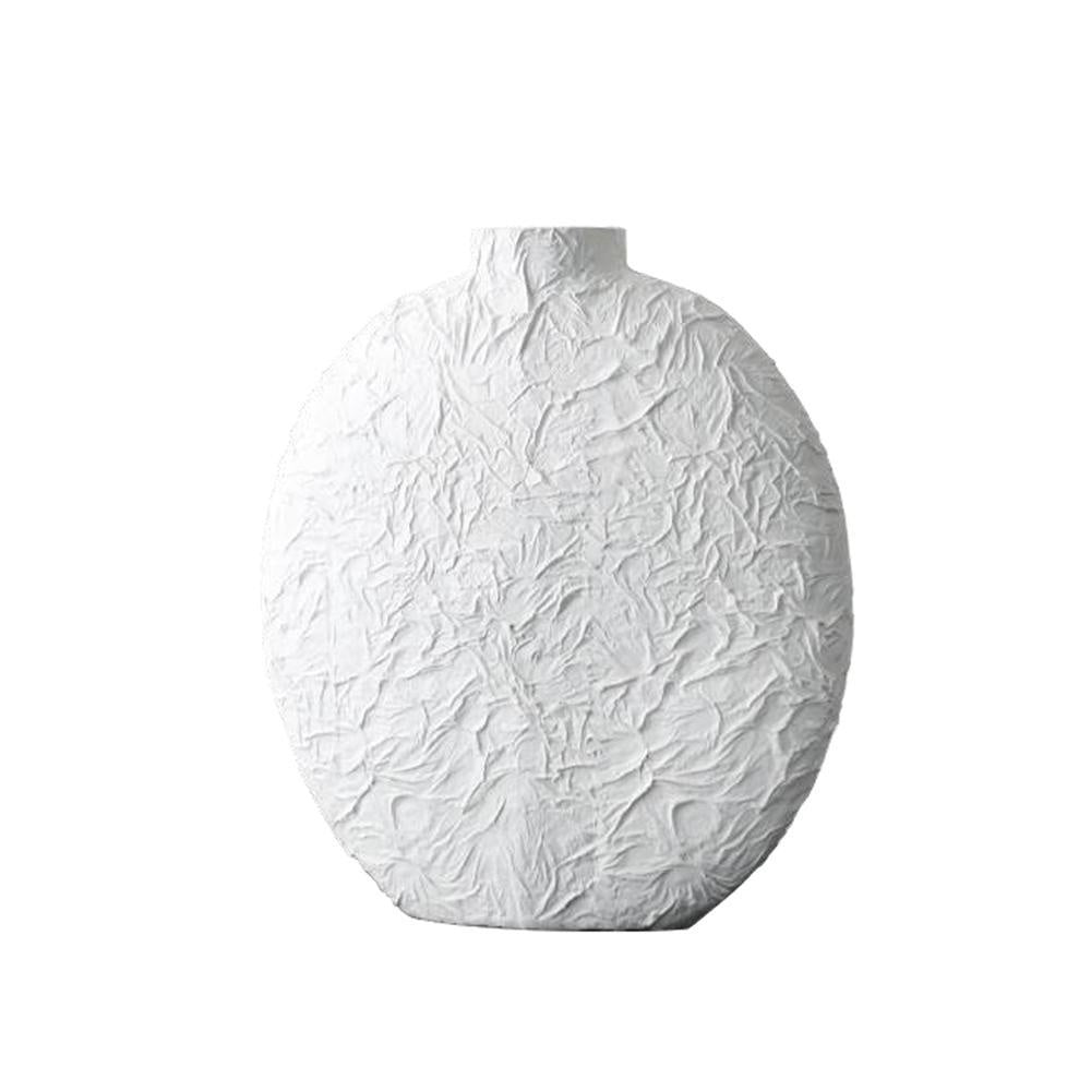 White Resin Round Vase - Medium F0775S