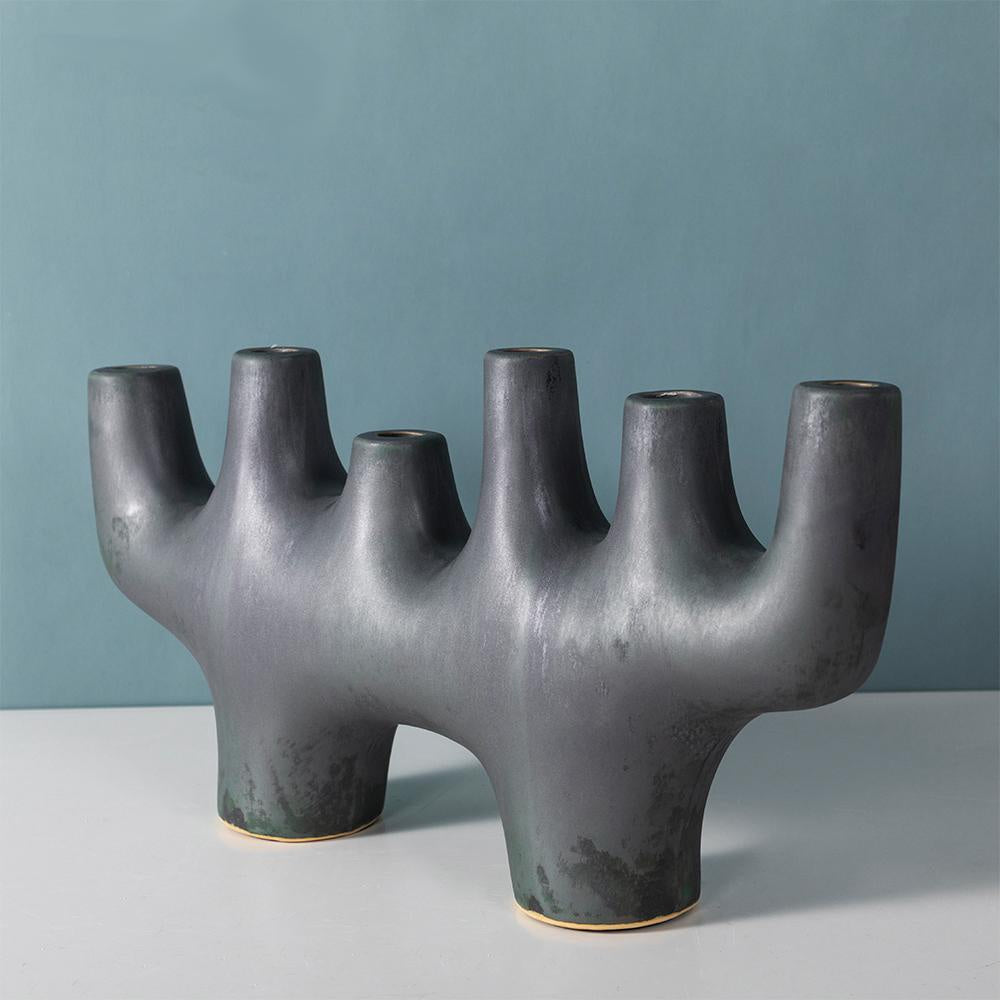 Metal Glaze Ceramic Candle Holder ZTJSY3532L