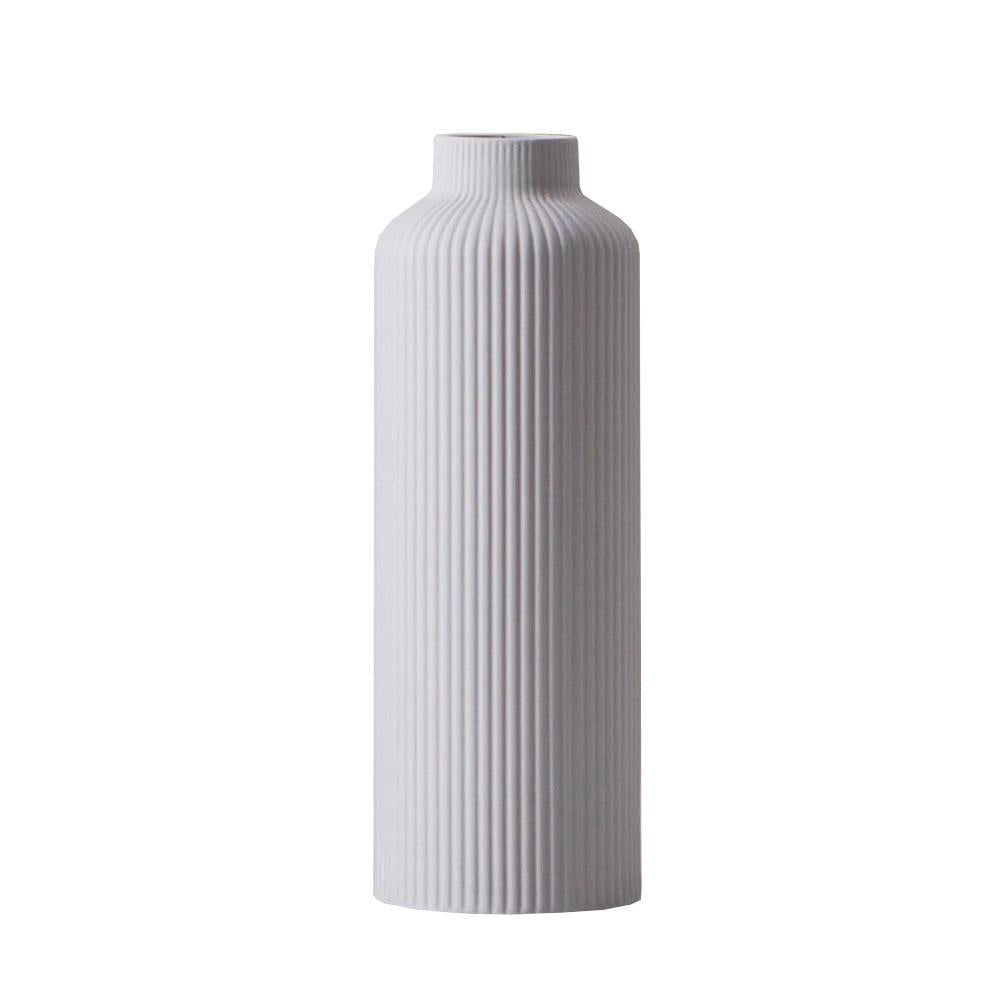 Grey Ribbed Ceramic Vase YBH2021