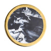Black & White Marble Finish Ceramic Coaster with Gold Detail - Ring