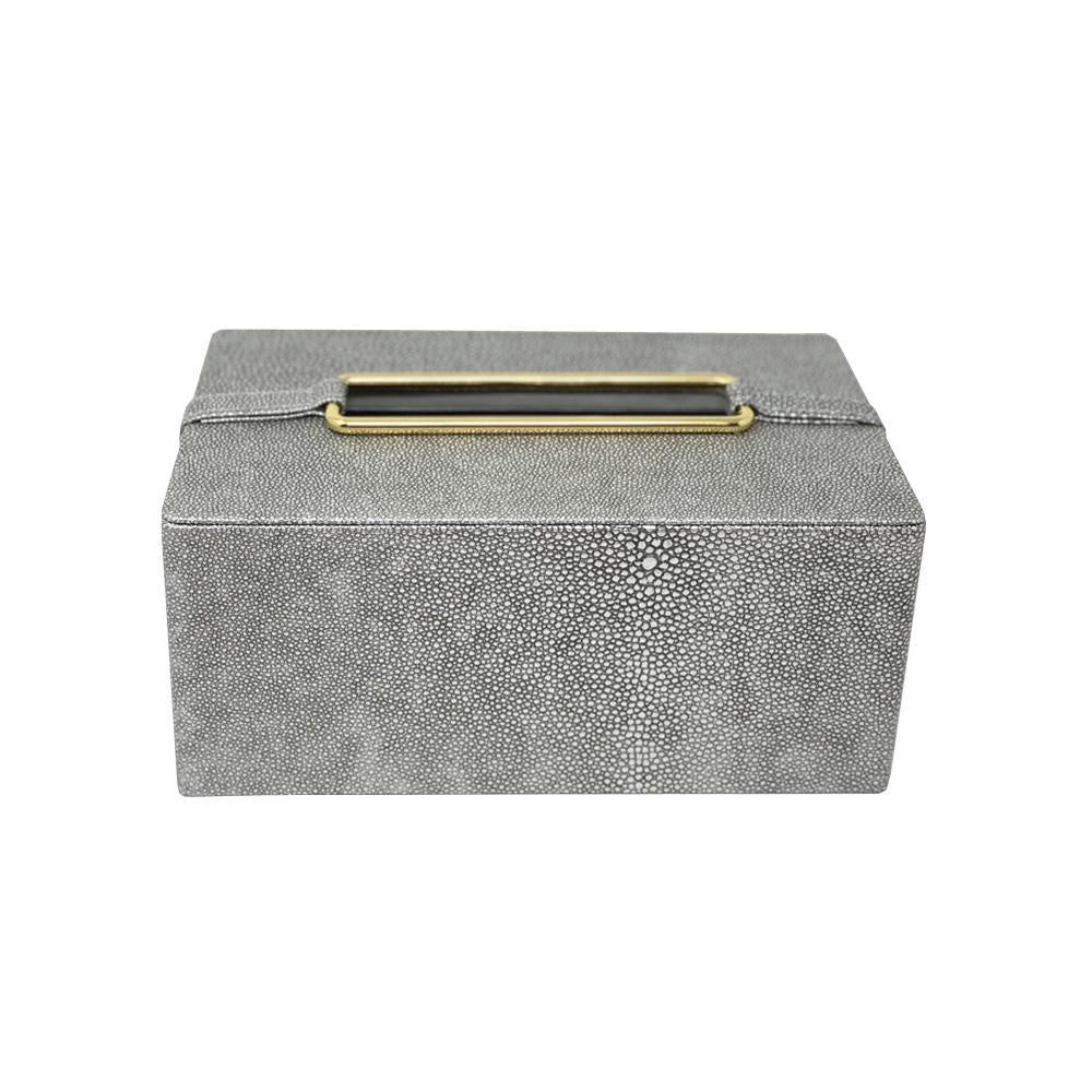 Grey Leather Tissue Box Cover DX190635