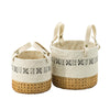 Set of 2 Concrete Planters with Printed Cotton Detail & Handles الغراس