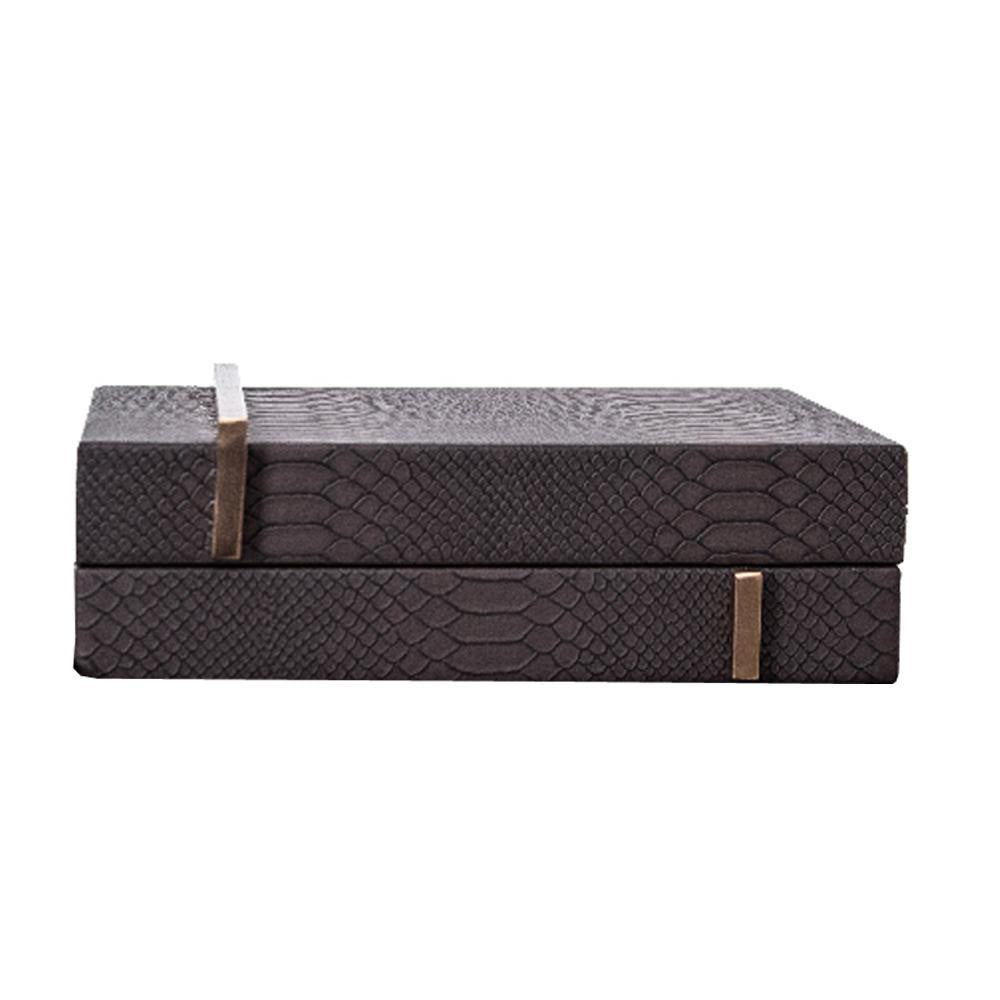 Brown Leather & Metal Decorative Box Large FB-PG2019A
