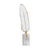 White Feather with Gold Detail and Crystal Base - Medium ديكور المنزل
