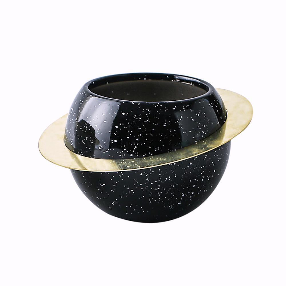 Black & Gold Stackable Planet Planter - Large الغراس مزهرية
