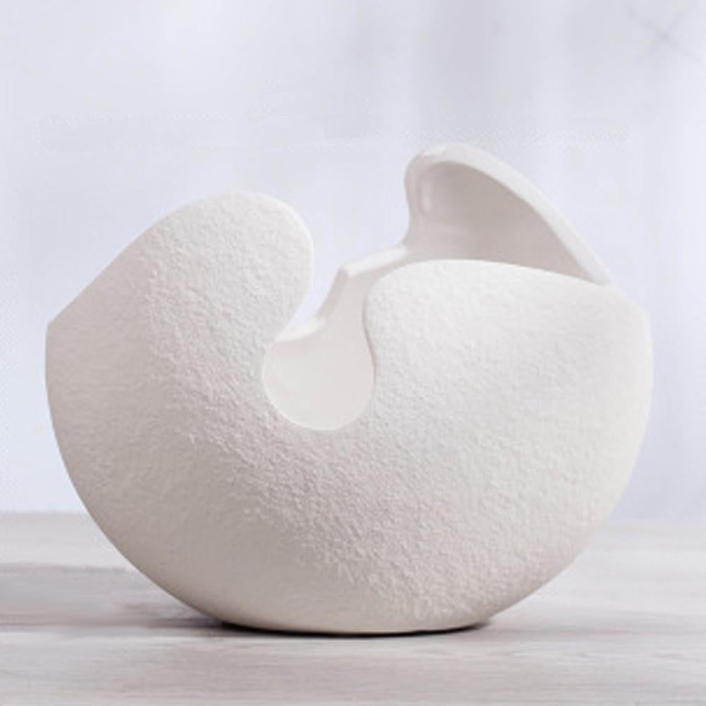 White Round Ceramic Vase - Large ZD-103