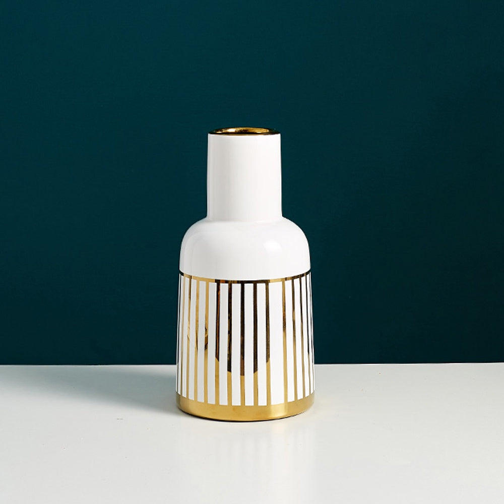White & Gold Ceramic Vase - Medium SHCE4132
