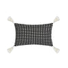 Black & White Woven Geometric Cushion with Ivory Tassels - Rectangle MND238
