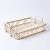Small Wood & Bamboo Rectangular Tray with Handles - White