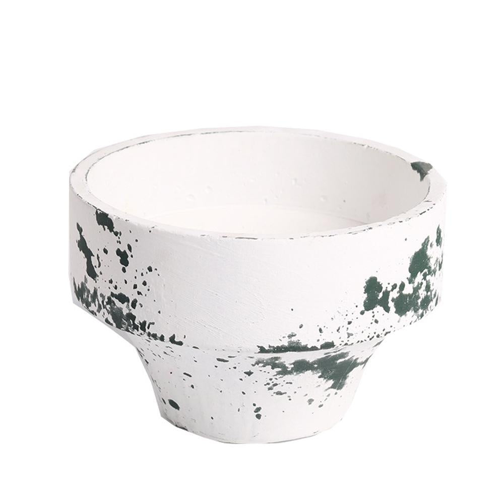 White Concrete Planter with Splatter Detail - Large LT232-Big