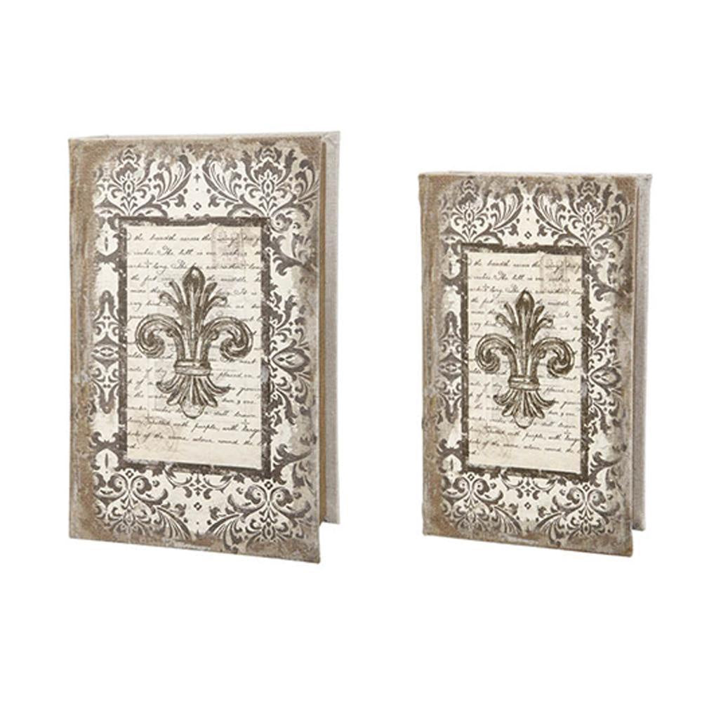 Set of 2 Fleur de Lis Book Boxes - B 44009-B