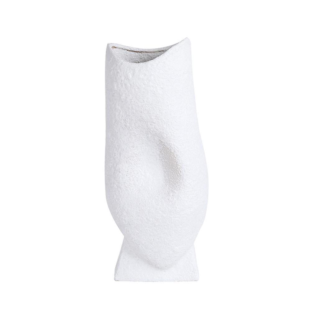 White Ceramic Textured Concave Vase - Tall FA-D21018A