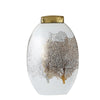 White Ceramic Jar with Gold Coral Grain - Medium