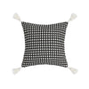 Black & White Woven Geometric Cushion with Ivory Tassels MND236
