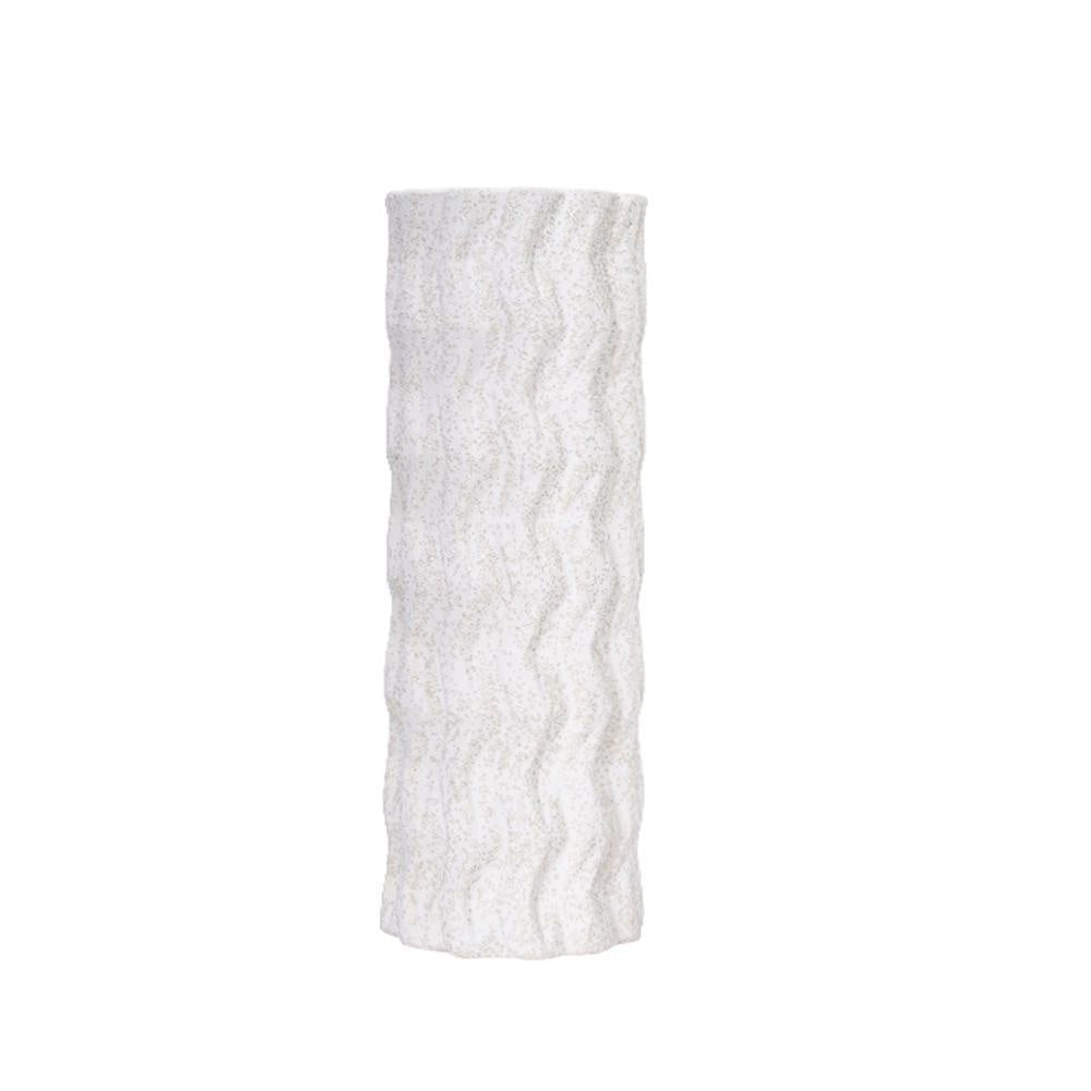 White Ceramic Vase with Wave Texture - Medium FA-D2082B