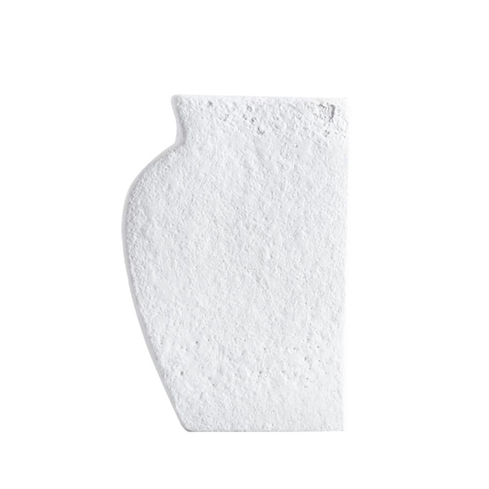 White Textured  Half Ceramic Vase - Medium FA-D2094C
