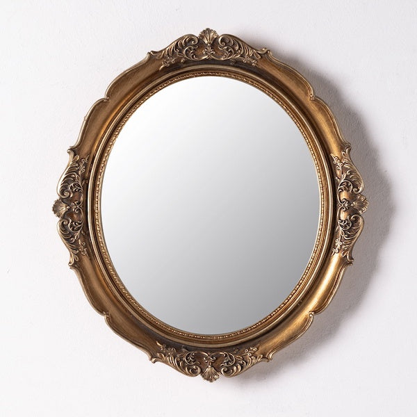 Gold Oval Antiqued Small Mirror 190029CG