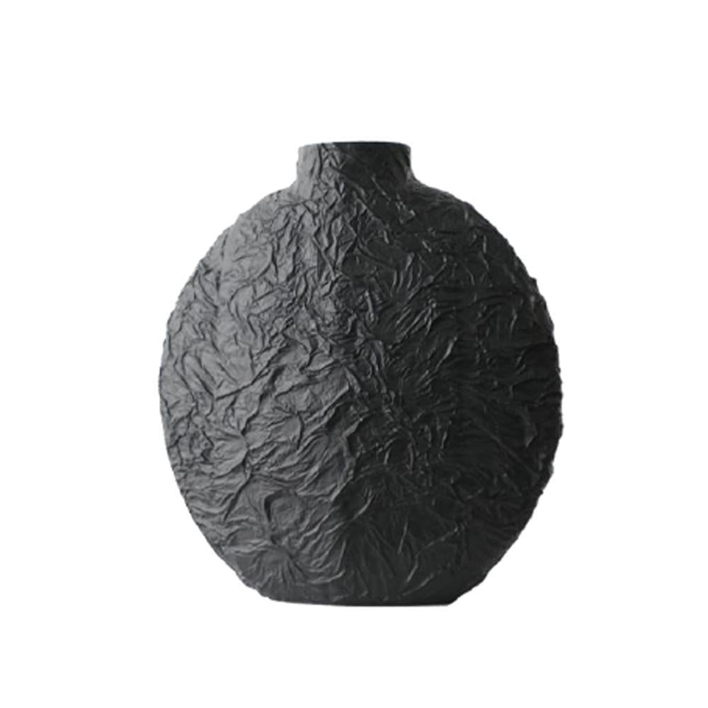 Black Resin Round Vase - Large F0774L
