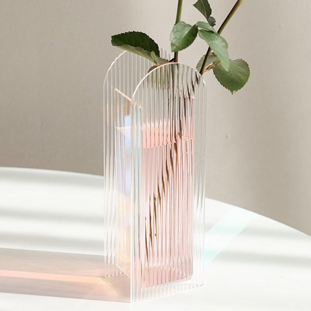 Iridescent Ribbed Arch Vase FB-059