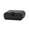 Black Curved Woven Leather Decorative Box with Metal Detail - Large