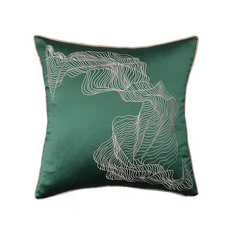 Emerald Green Satin Cushion with Embroidery MND176