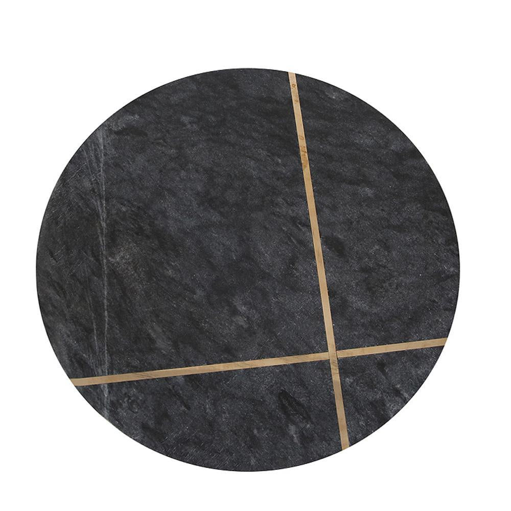 Round Marble Tray with Gold Inlay - Black FB-T2004B