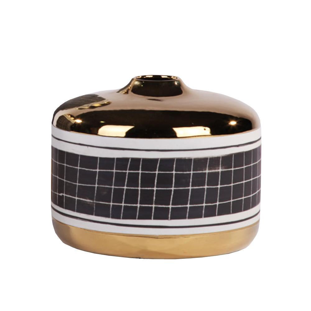 Gold, Black & White Ceramic Vase - Small 606223