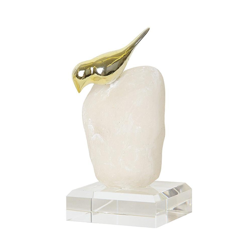 Gold Bird on Stone with Crystal Base - Large FA-SZ1927A