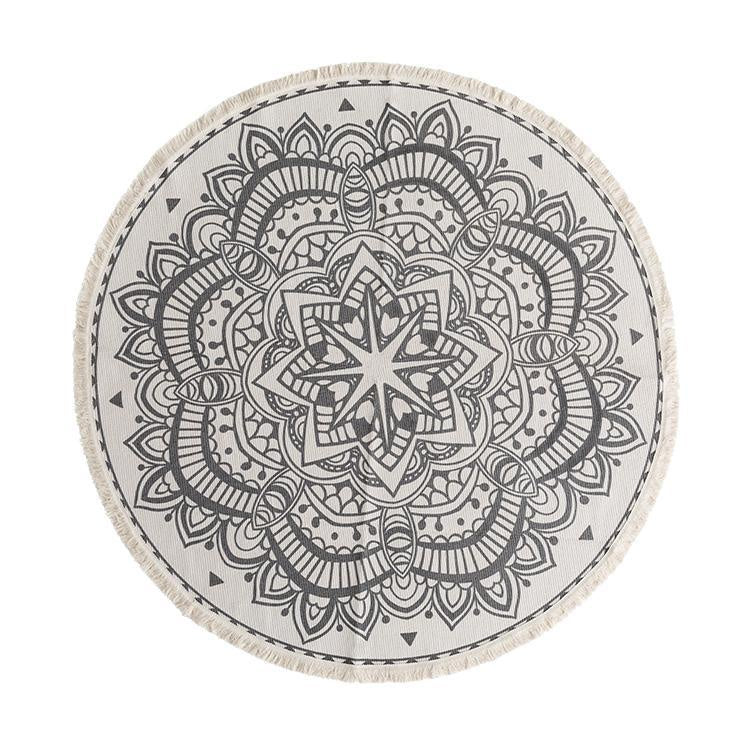 Black & White Mandala Round Rug RB050