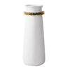White Ceramic Tall Vase with Gold Spikes مزهرية