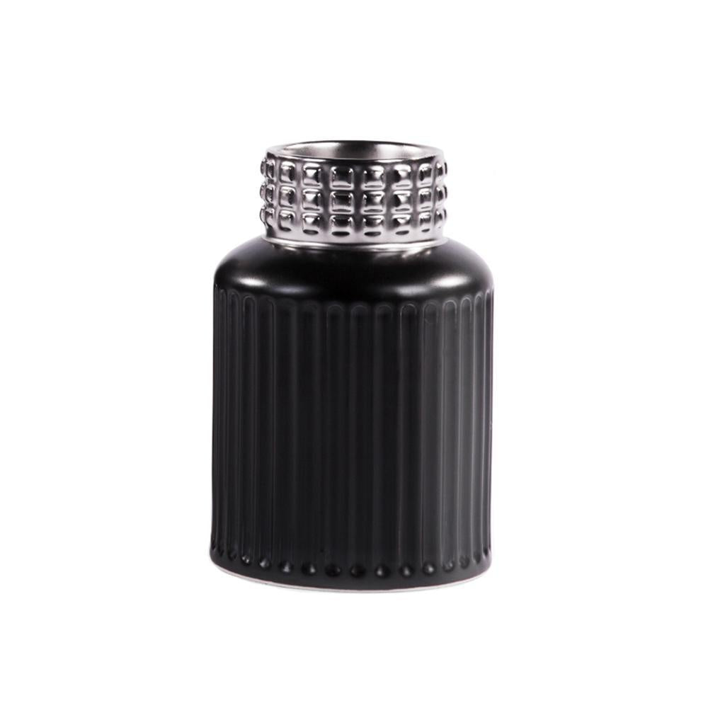 Black & Silver Ceramic Vase - Small 605075