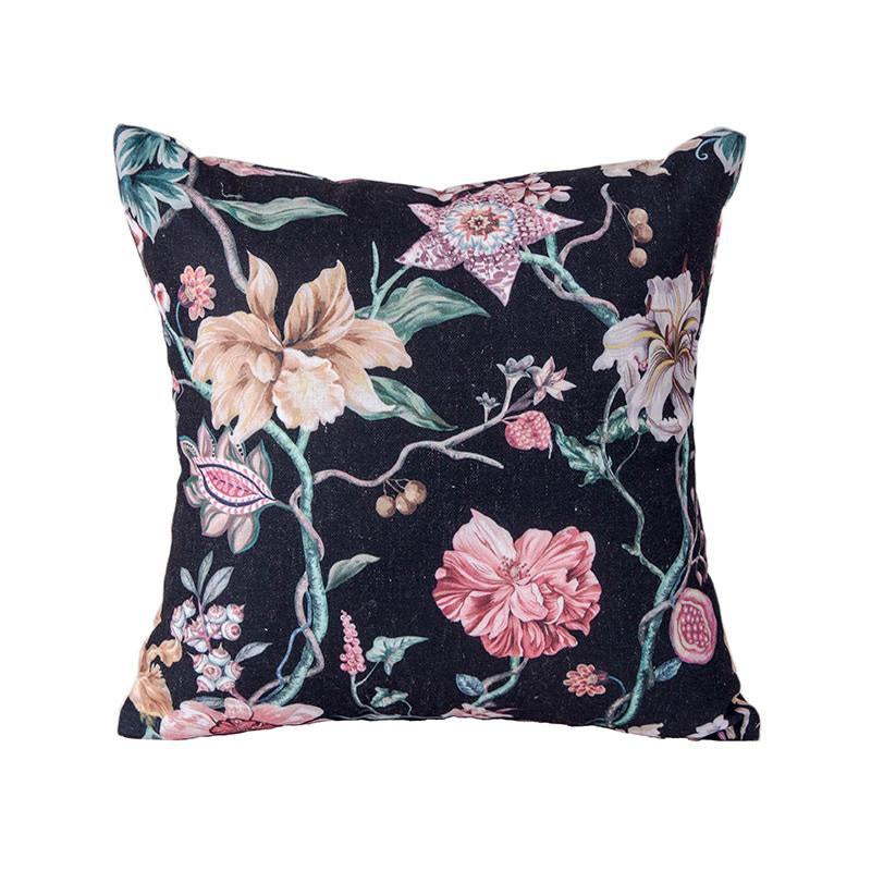 Black Floral Pattern Cushion MND067