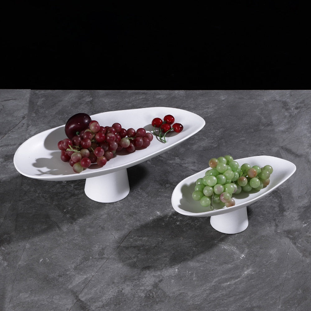 White Ceramic Platter with Pedestal - Large LT665W-L