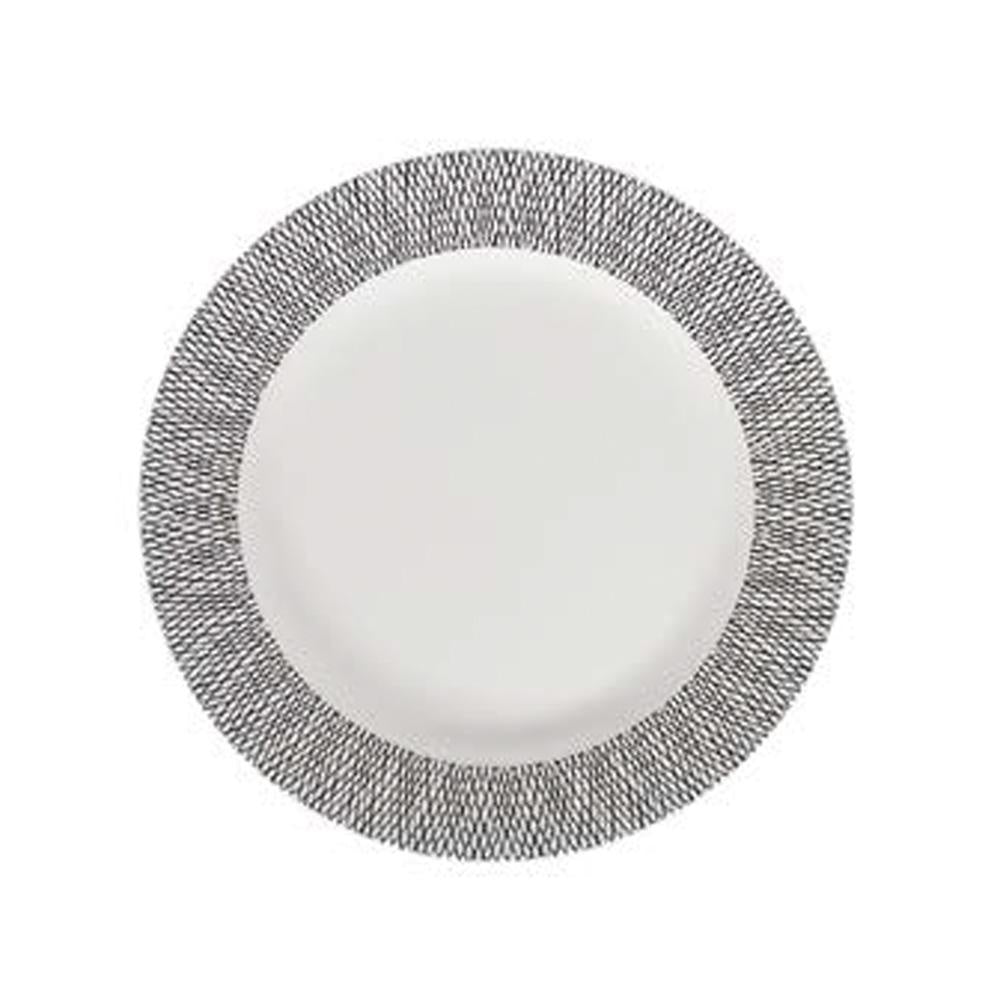 White Salad Plate with Black Criss-Cross Rim RYHZ0267W2