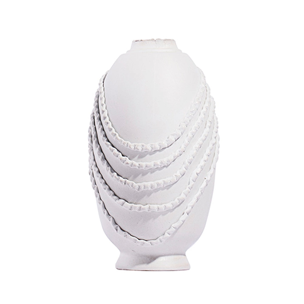 White Porcelain Vase with Draped Detail  608510