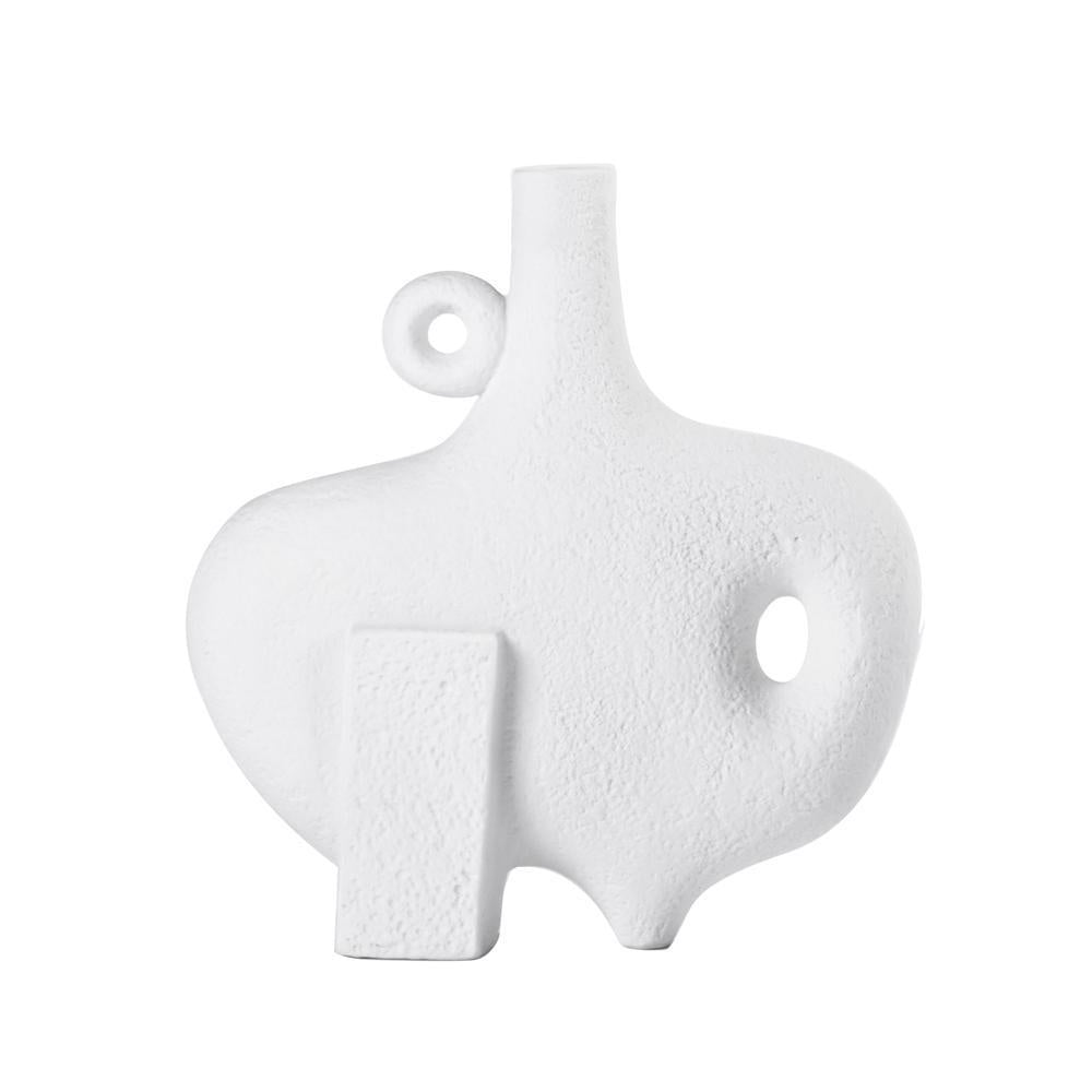 White Ceramic Textured Sculptural Vase - B 607294