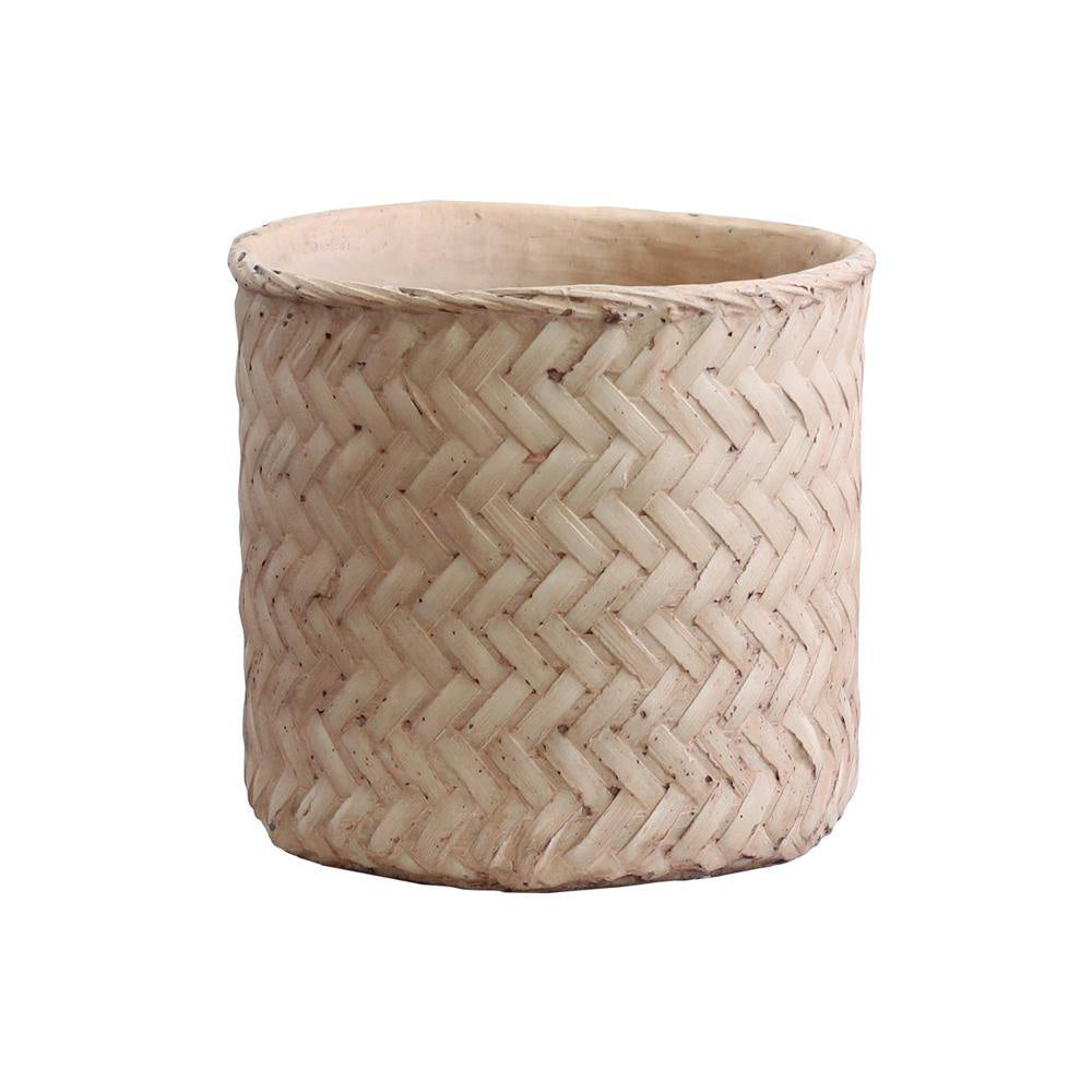 Cement Planter with Basketweave Pattern - Small ZD-090
