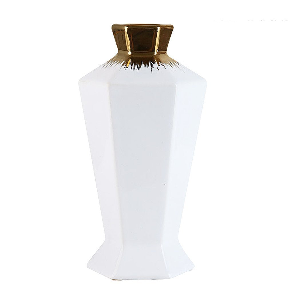 White and Bronze Ceramic Vase - Large FA-D1834A