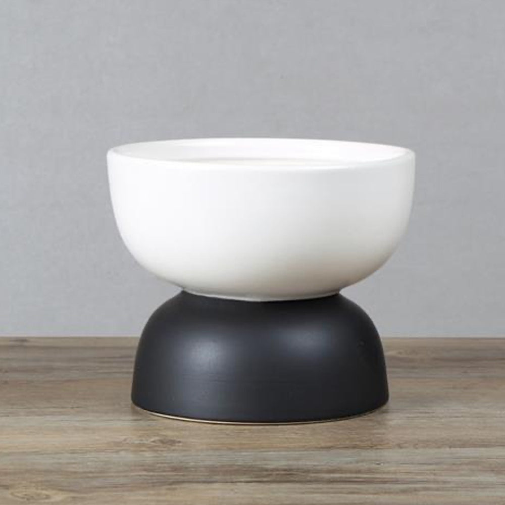 Black & White Ceramic Pedestal Bowl LT642-M