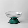 Clear Ribbed Glass Bowl with Green Base PSY2924