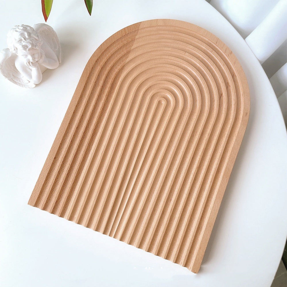 Arched Ribbed Wooden Tray FB-040