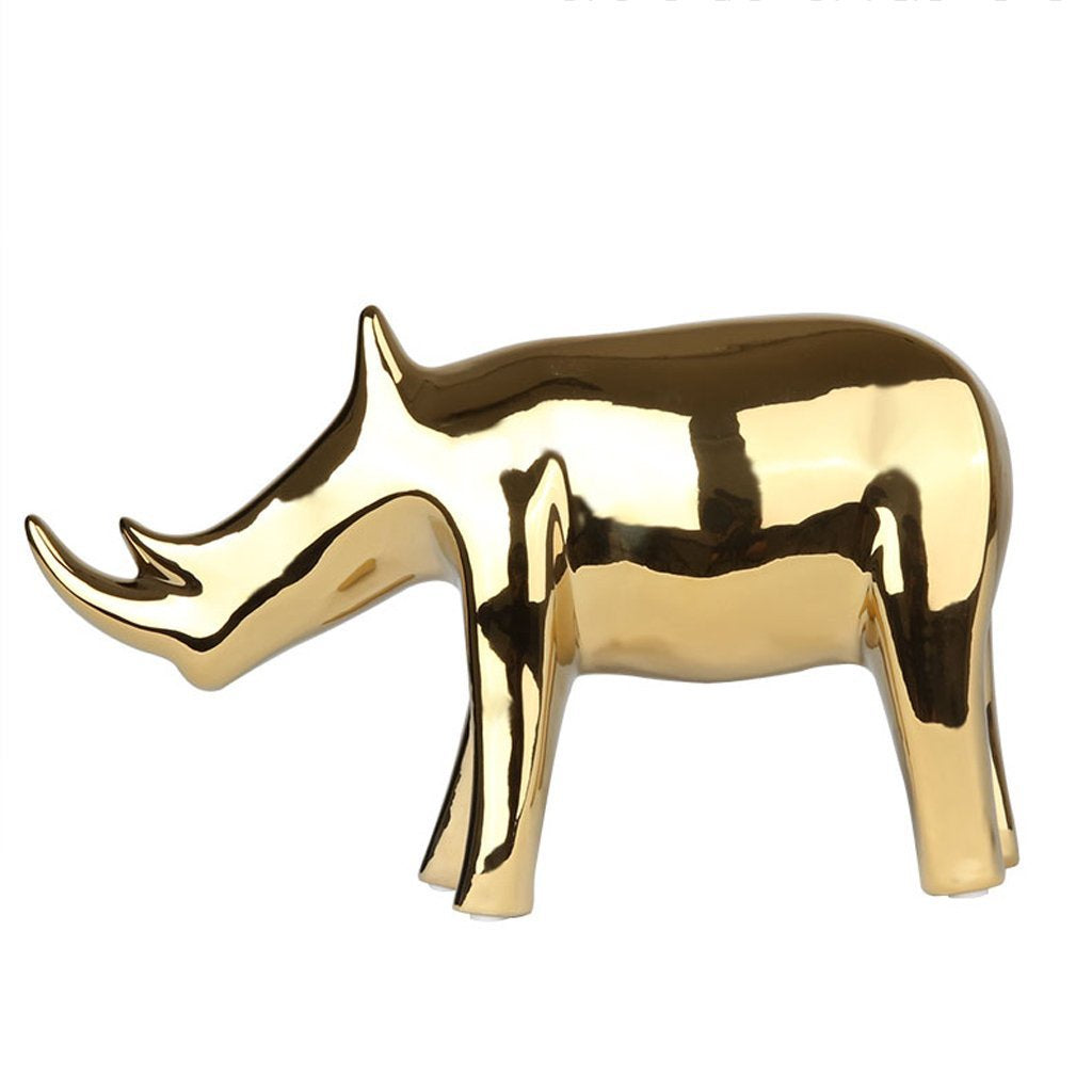 Gold Ceramic Rhinoceros Sculpture FL-D383
