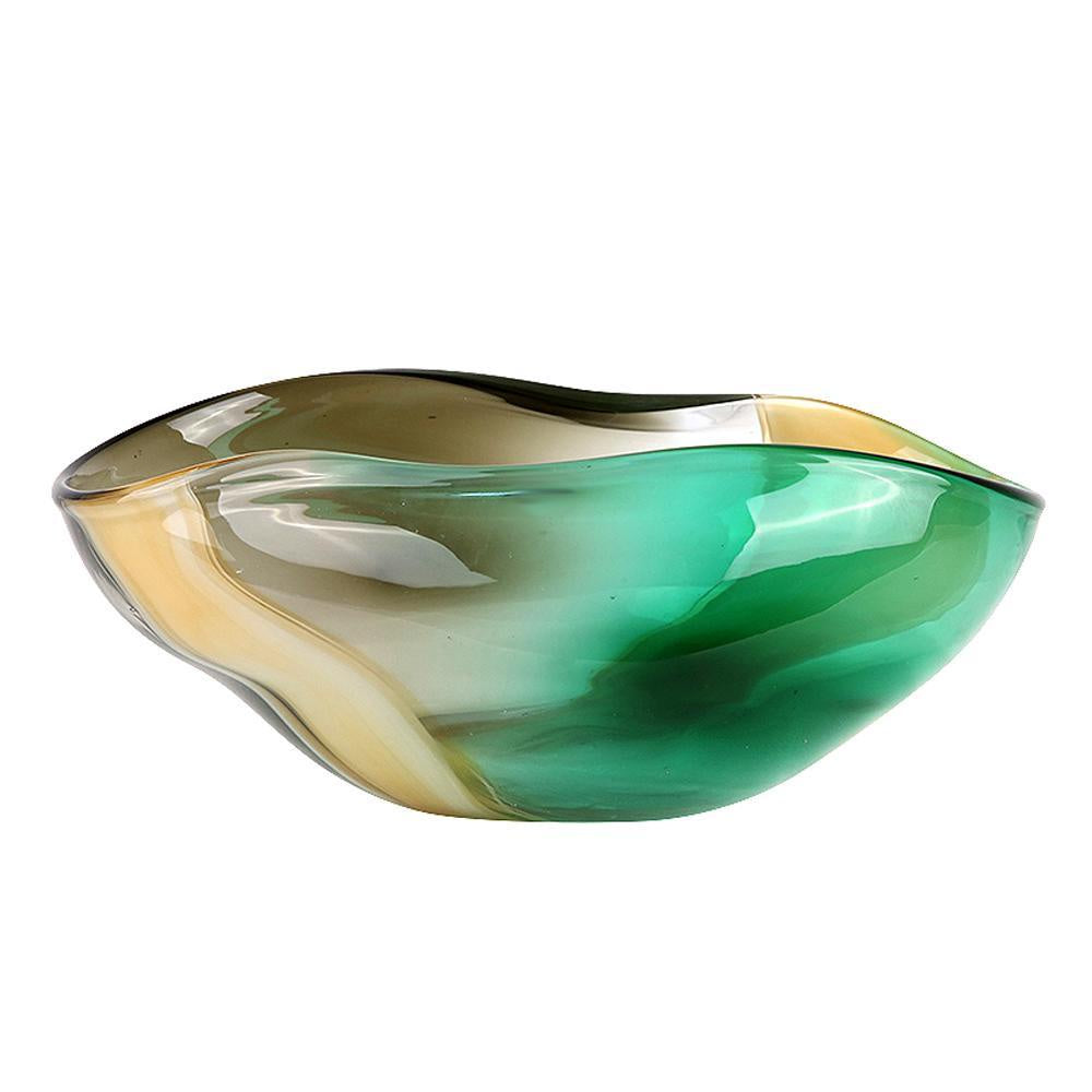 Green & Amber Glass Bowl FL-ZS242