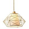 Gold Geometric Pendant with Linen Shade OGS-SL60